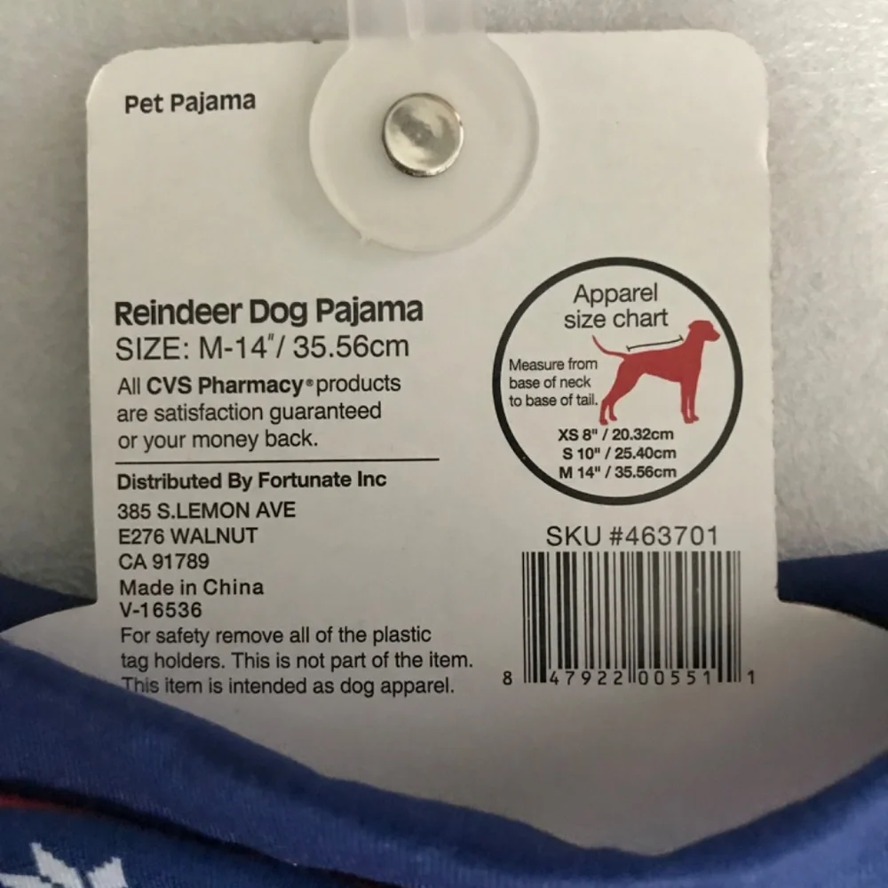 Pet Central Reindeer Dog Pajama NEW Size M-14”/35.56cm